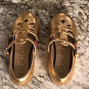 Gucci Kids Gold Dress Shoes